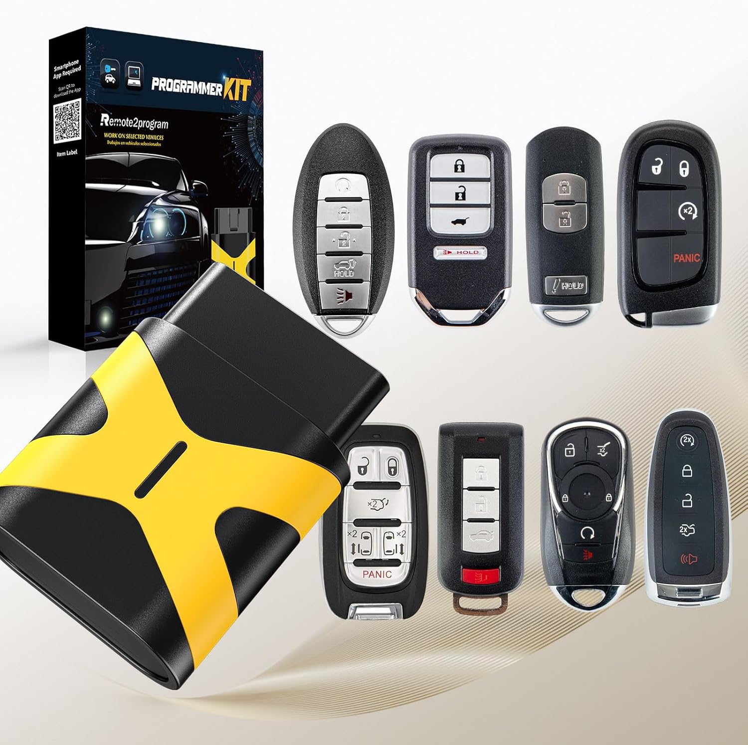 Car Key DIY Programming Replacement for Large Number of car Models/Easy and Safe kit with No Tool Required/DIY Pairing via Smartphone App (kit only) (Smart Key)
