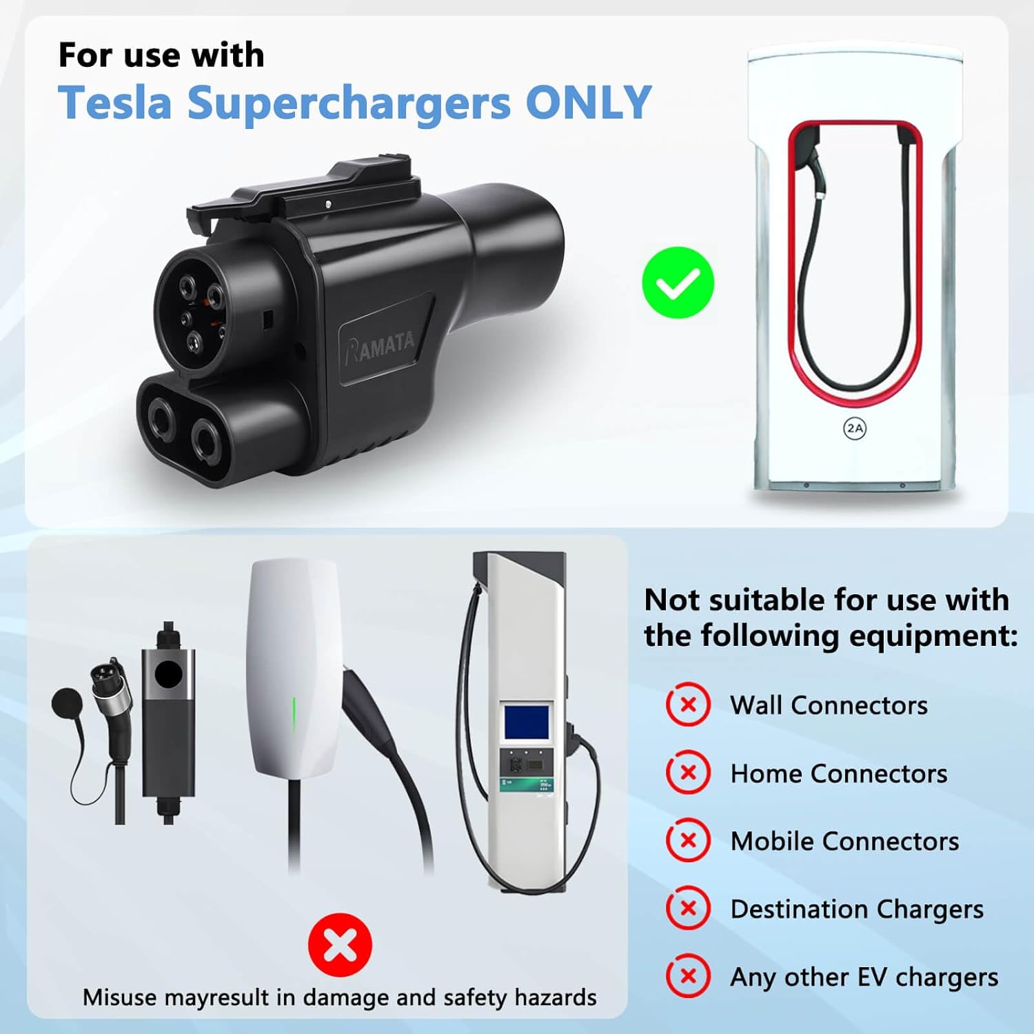 RAMATA fit for Tesla Supercharger to Charge Ford F150 Lightning, Cadillac Lyriq Hyundai ioniq, Mach-E, GM, Rivian, Mercedes NACS to CCS Adapter 500A DC Fast Charging More CCS1 Electric Vehicle