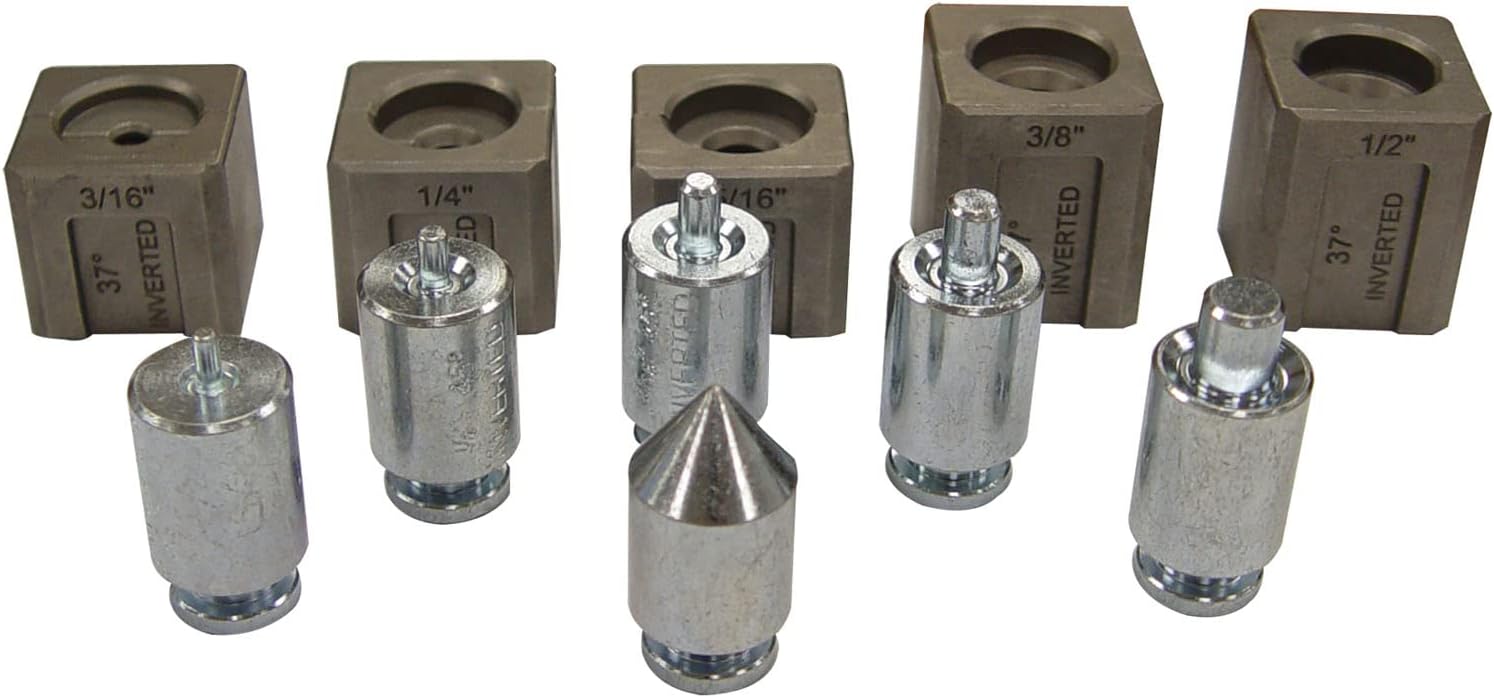 Mastercool 71098 37° Flaring & Double Flaring Adapter Set – Hydraulic Tool Compatible – For Automotive, Racing, Hydraulic & HVAC Applications (3/16” to 1/2”)