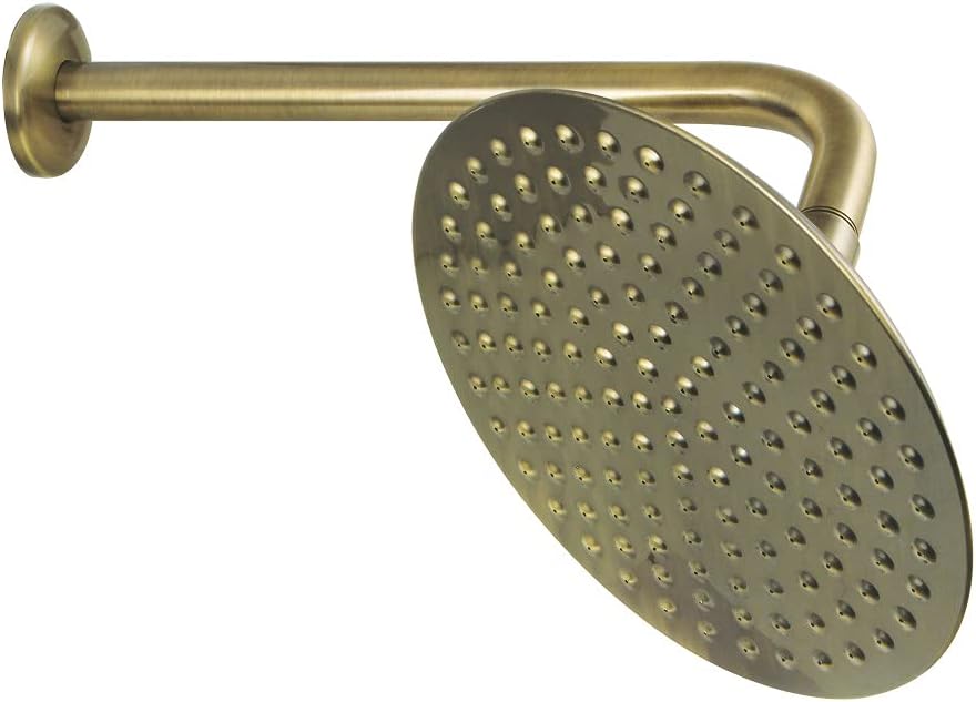 Kingston Brass K136A3CK Shower Scape 7-3/4-Inch Round Raindrop Brass Shower Head with 12-Inch Shower Arm in Antique Brass