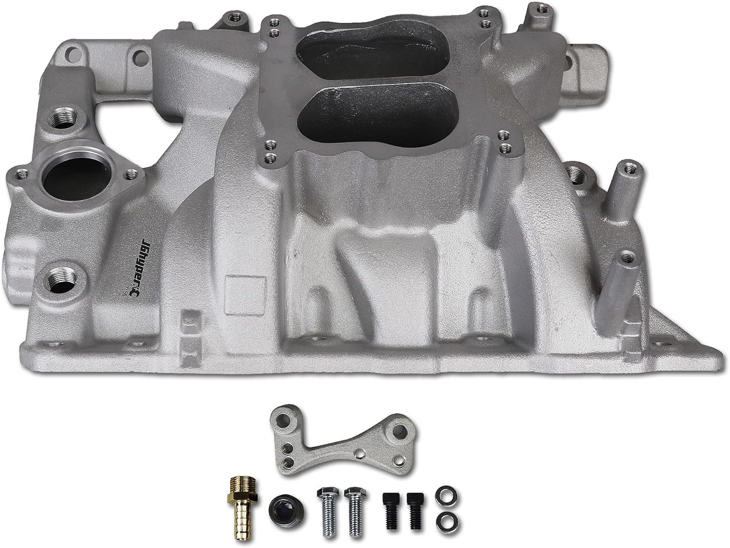 7156 Intake Manifold Aluminum Dual Plane Compatible with Pontiac 1965-1979 326 350 389 400 455 V8 RPM 1,500-6,500