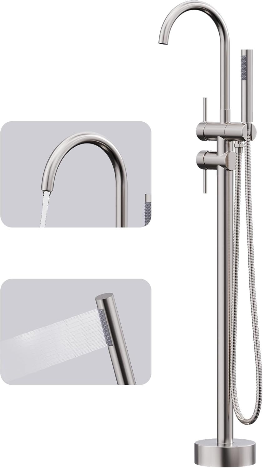 GIMILI Free Standing Tub Filler Bathtub Faucet Stand Alone Matte Black