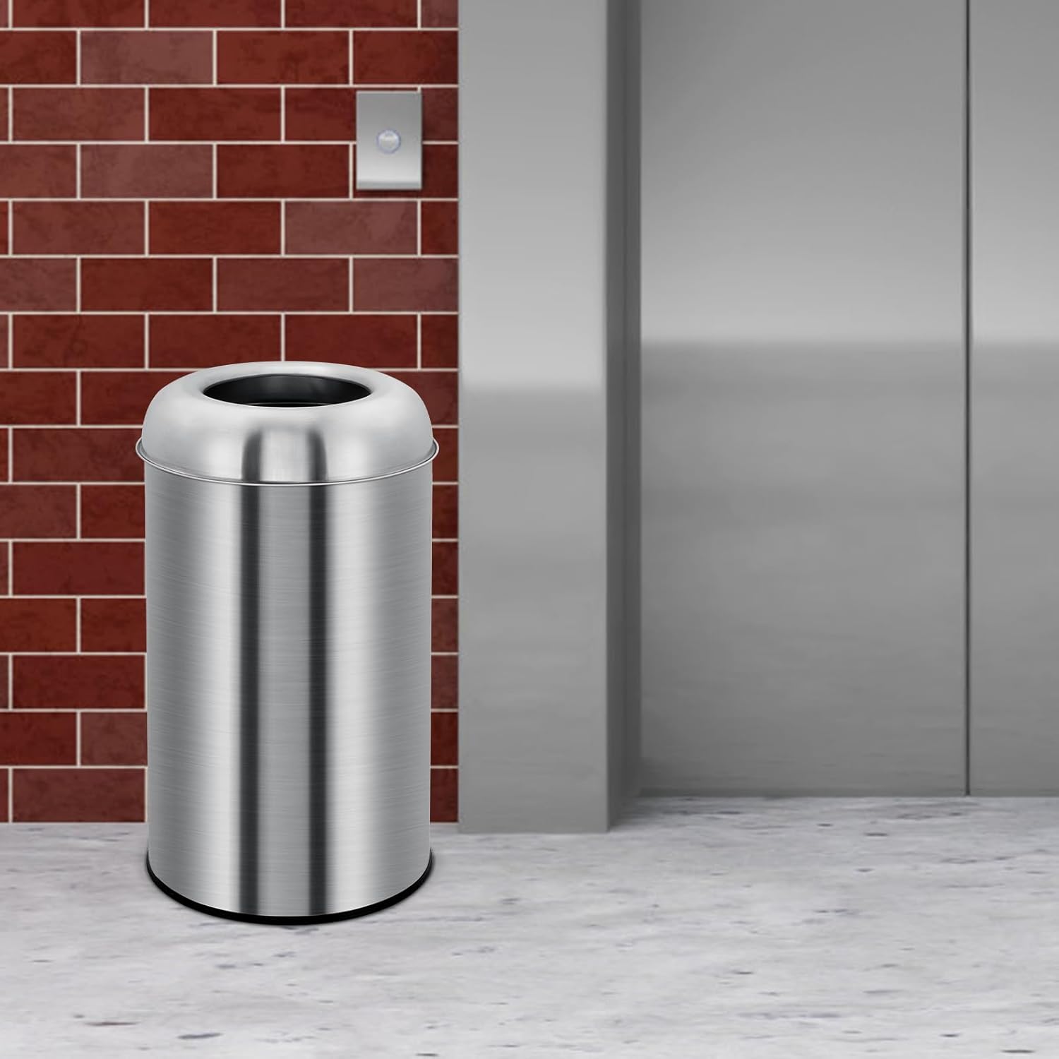 Garvee 18.5 gal/70 L Open Top Trash Can, Stainless Steel Garbage Can with Removable Inner Bucket, Heavy Duty Commercial Grade Round Waste Container for Kitchen, Home, Office