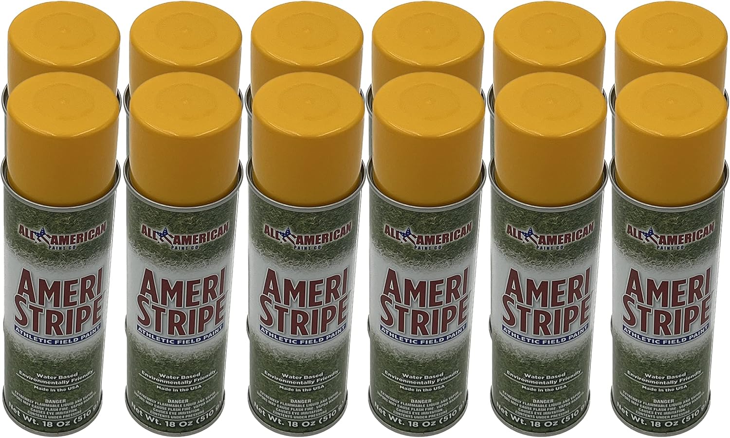 Yellow Athletic Grass Field and Boundary Line Marking Spray Paint - 1 Case (12 Cans) - 18 oz. of Paint per Aerosol Can