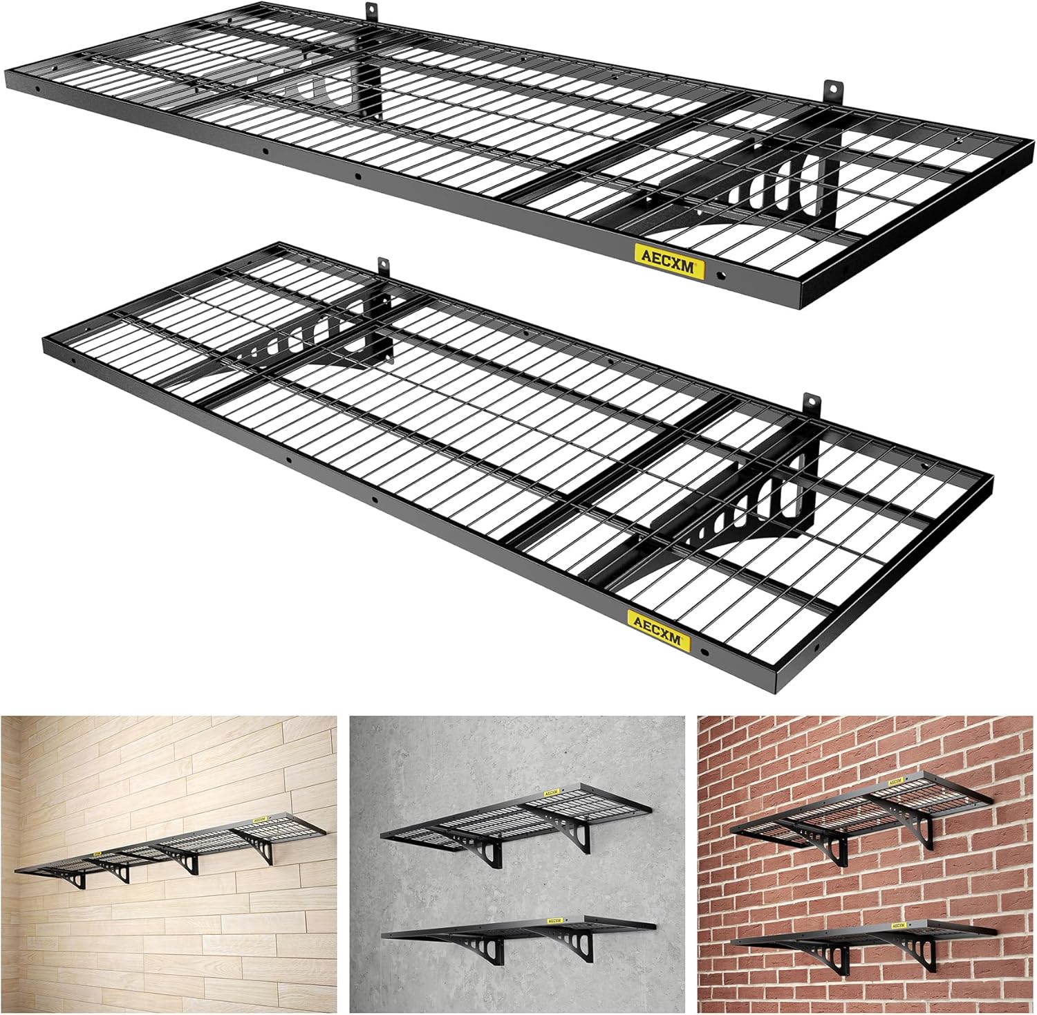 1.64x4ft 4Pack Wire Shelving Unit Heavy Duty Garage Storage Shelves Wall Mounted White 1120lbs Load Capacity（20-inch-by-48-inch）