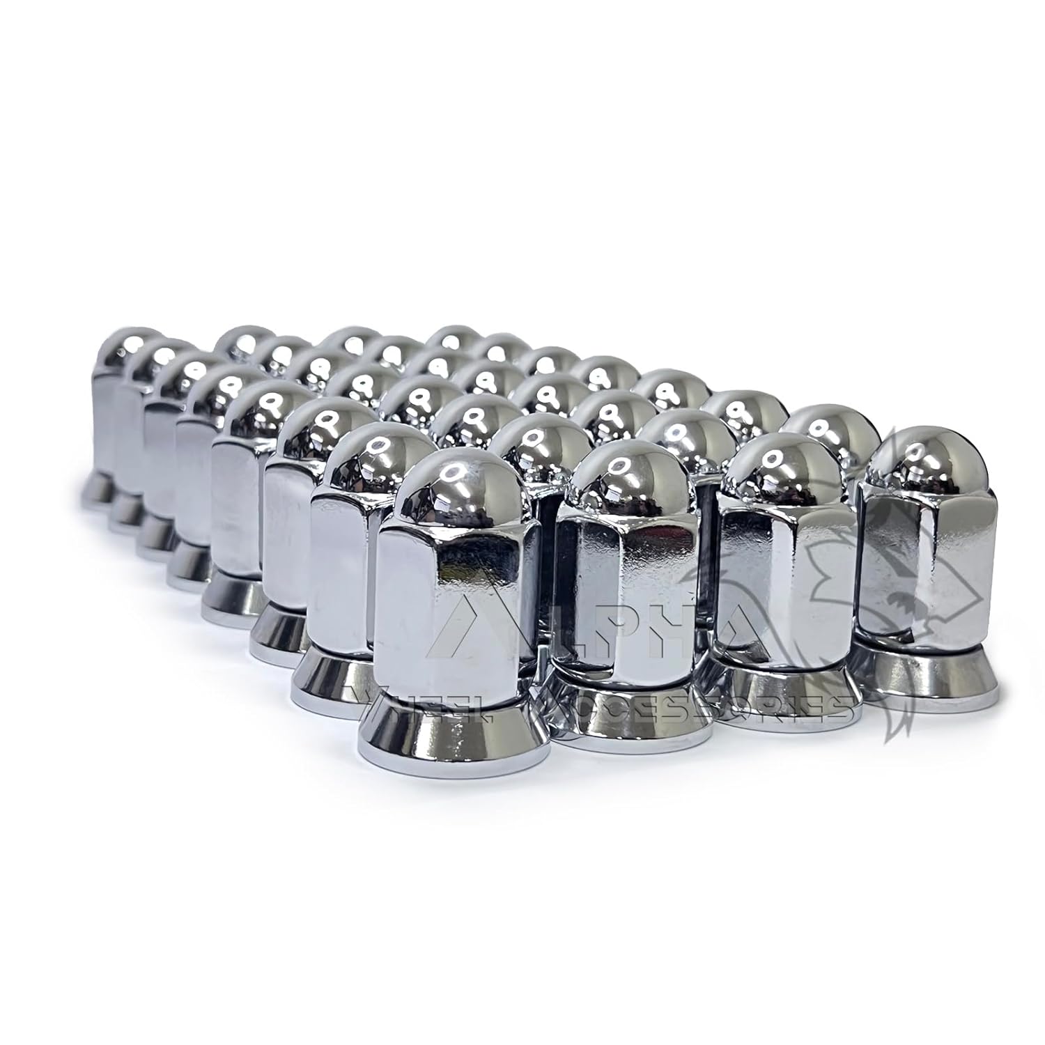 32 Chrome 9/16-18 Alcoa Dually Wheel Lug Nuts Flat Seat for 1987-1998 Ford F-250 F-350