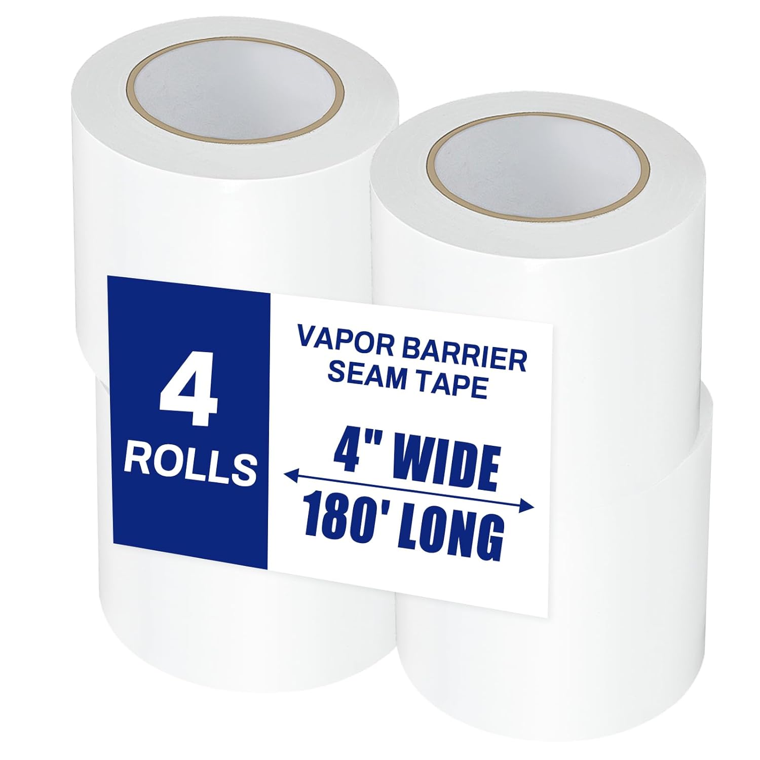 4 Roll, White Vapor Barrier Tape, 4