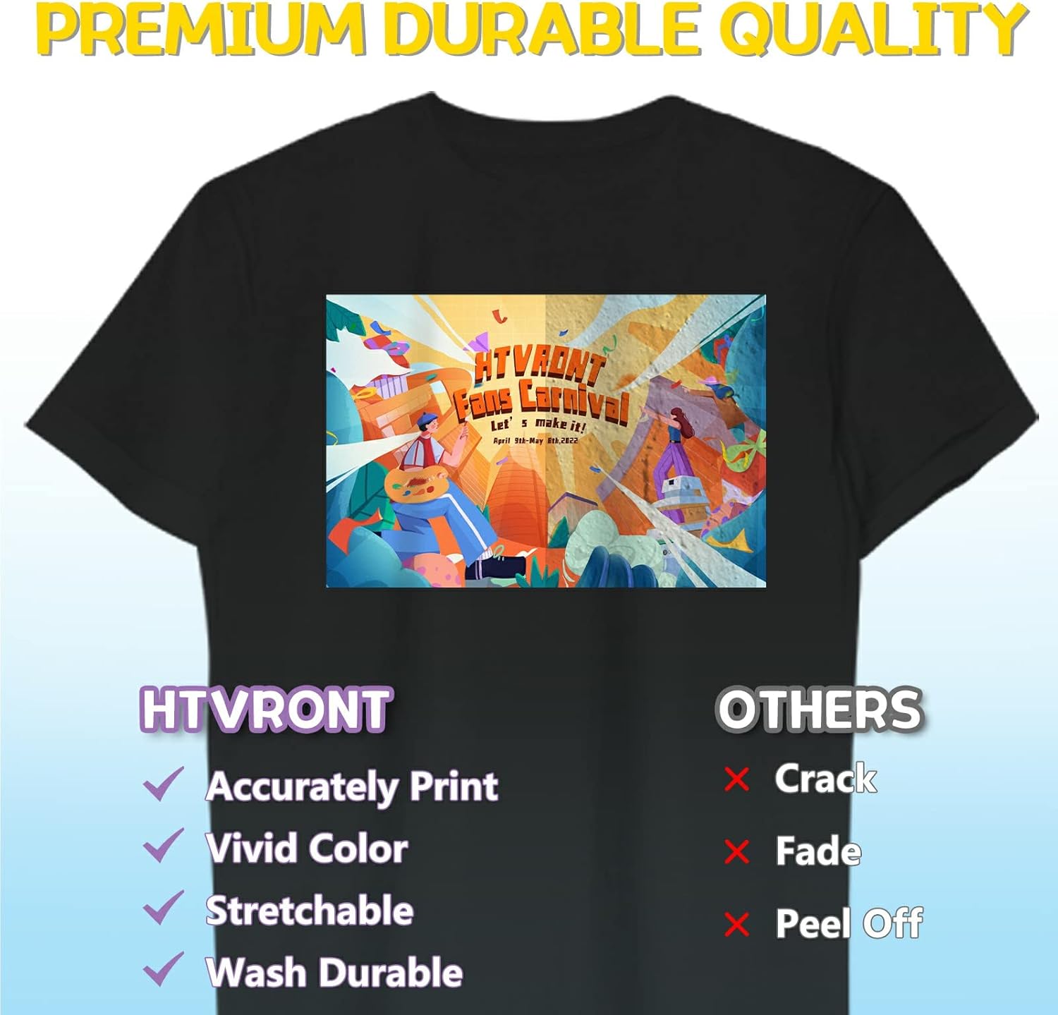HTVRONT Heat Transfer Paper for Dark T Shirts -100 Pack 8.5x11