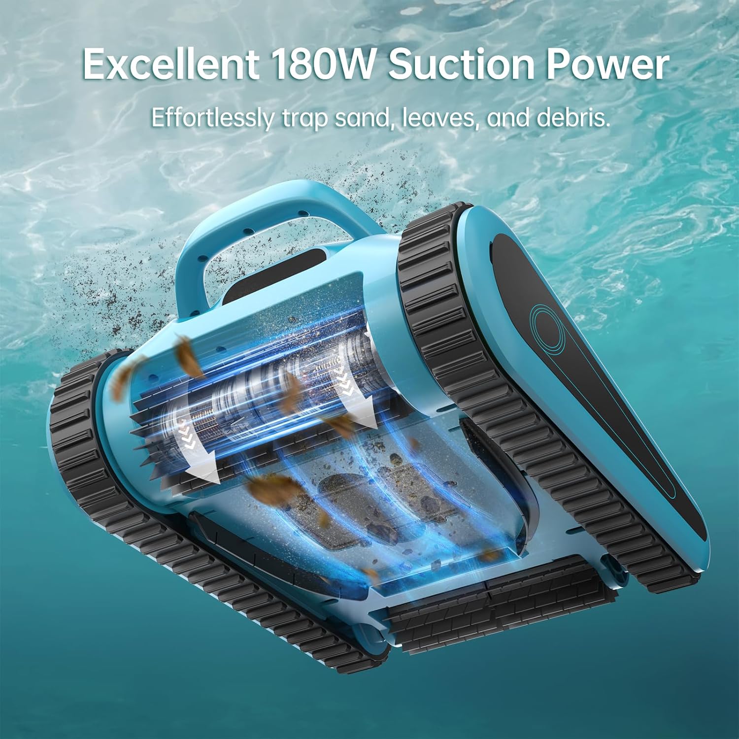 Cordless Pool Cleaners for Inground Pools: 180W Robot Vacuum Cleaner with App Control Sonar Navigation,Floor Wall & Waterline Climbing, 150-Min Runtime for Above Ground Pools up to 2000 Sq. Ft.