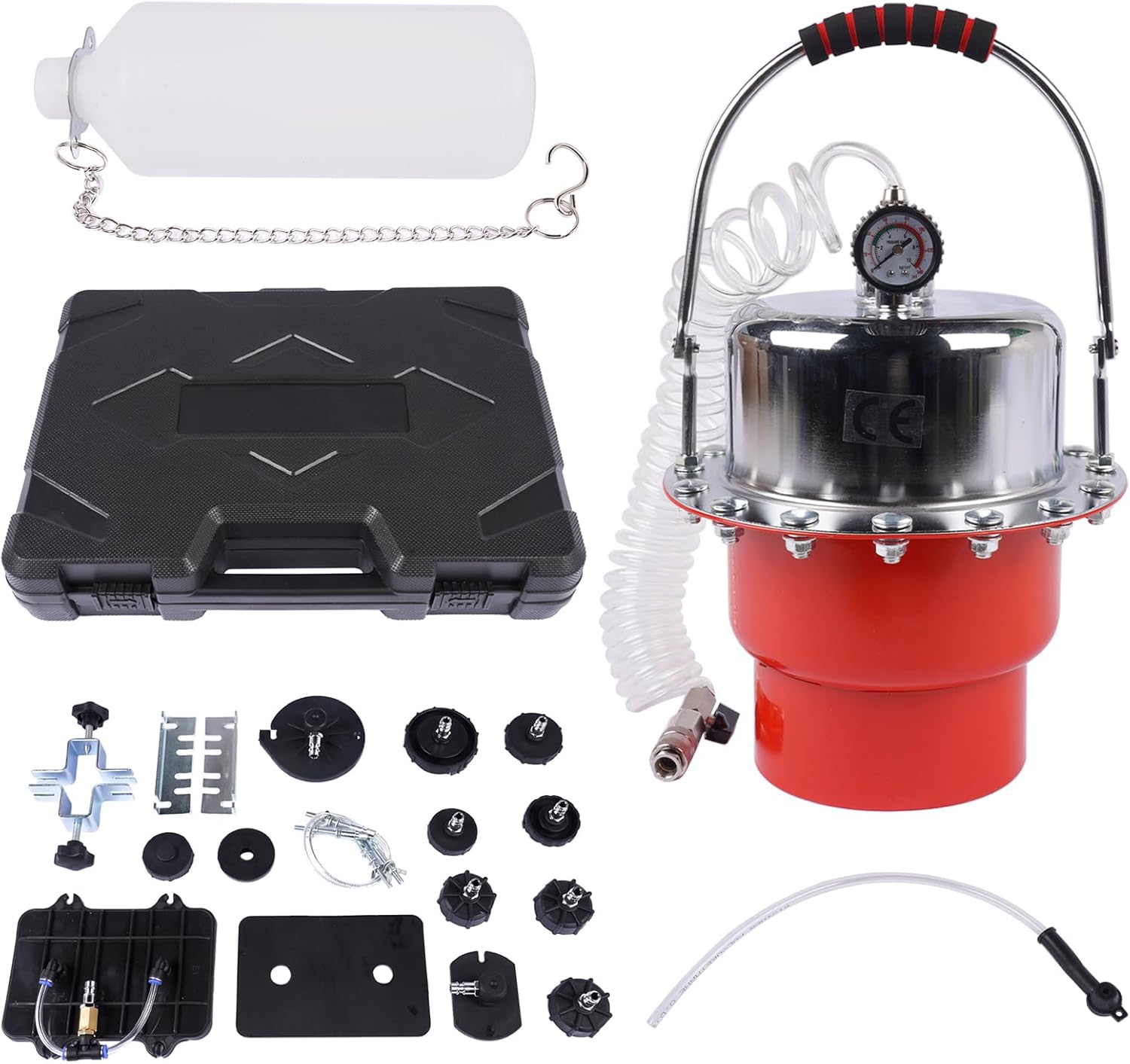 Pneumatic Air Pressure Kit Brake & Clutch Bleeder Valve System Kit 5L Red