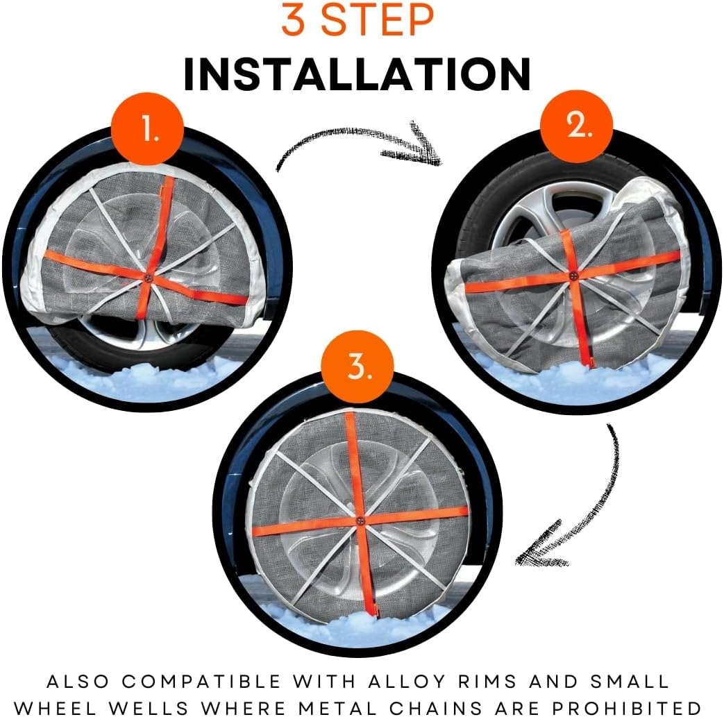 AutoSock for Passenger Vehicles HP697, Snow Socks for Tires, Pack of 2