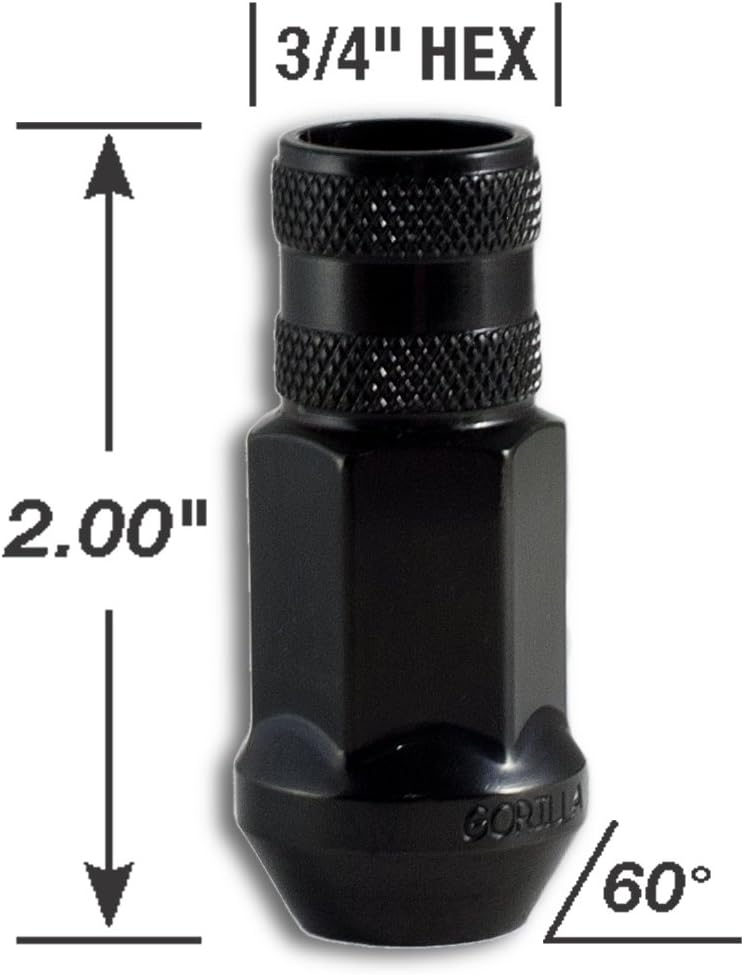 Gorilla Automotive 45038BC-20 Black 12mm x 1.50 Thread Size Forged Steel Chrome Finish Open End Lug Nut, (Pack of 20)