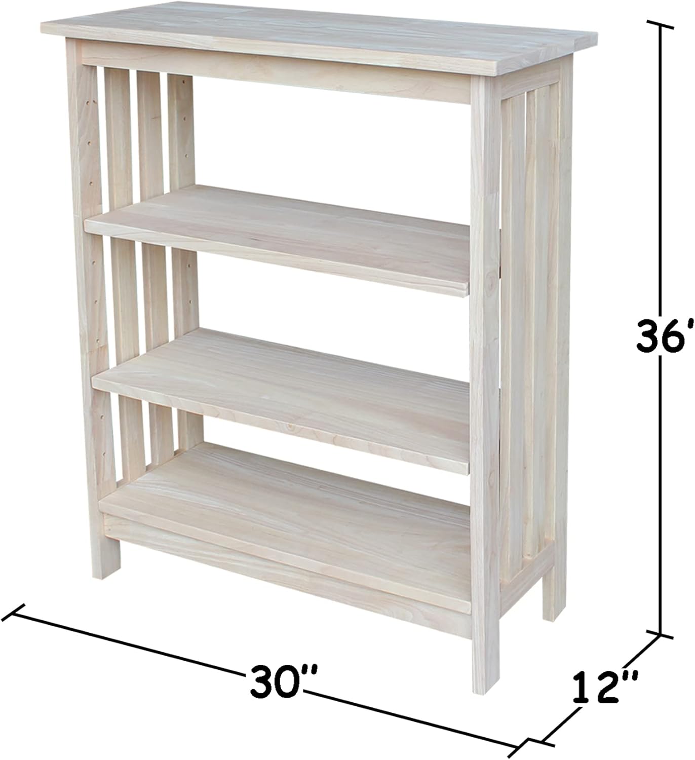 International Concepts 3 Tier Mission Shelf Unit, Unfinished