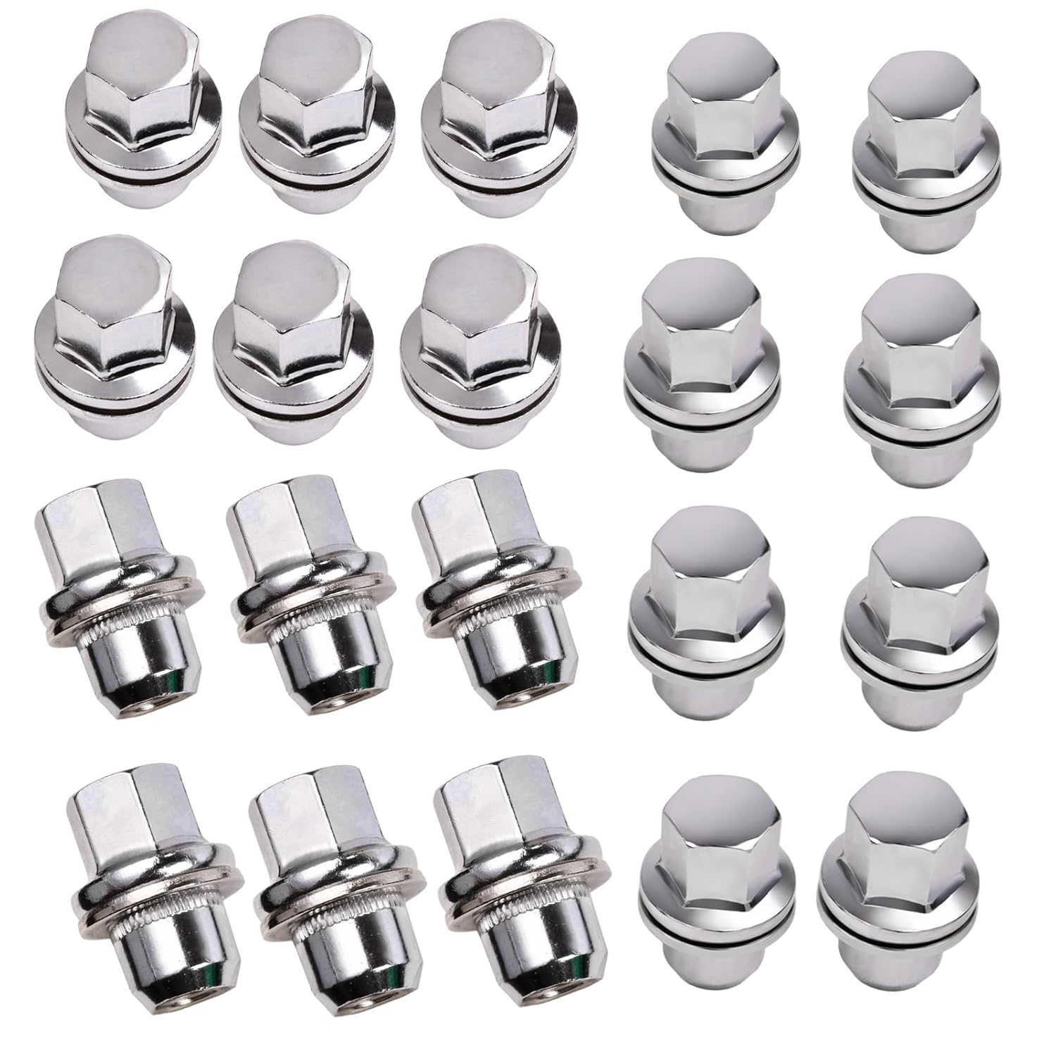 20Pcs Car Wheel Nuts Silver Stainless Steel Wheel Nut Compatible with Land Rover Discovery 3 4 5 Range Rover Sport L322 L405 Replace LR068126 RRD500510