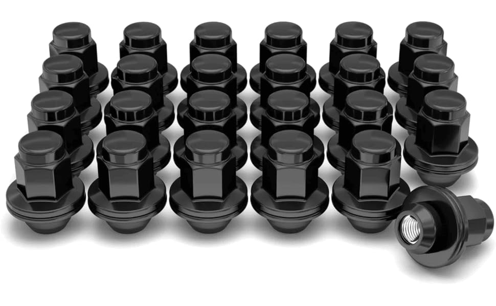 14x1.5 OEM for Toyota/Lexus Style Mag Lug Nuts for Tacoma, Tundra, Land Cruiser, Sequoia, LX, GX Trucks Black Or Chrome Wheel Lugs with Attached Washer 14mmx1.5