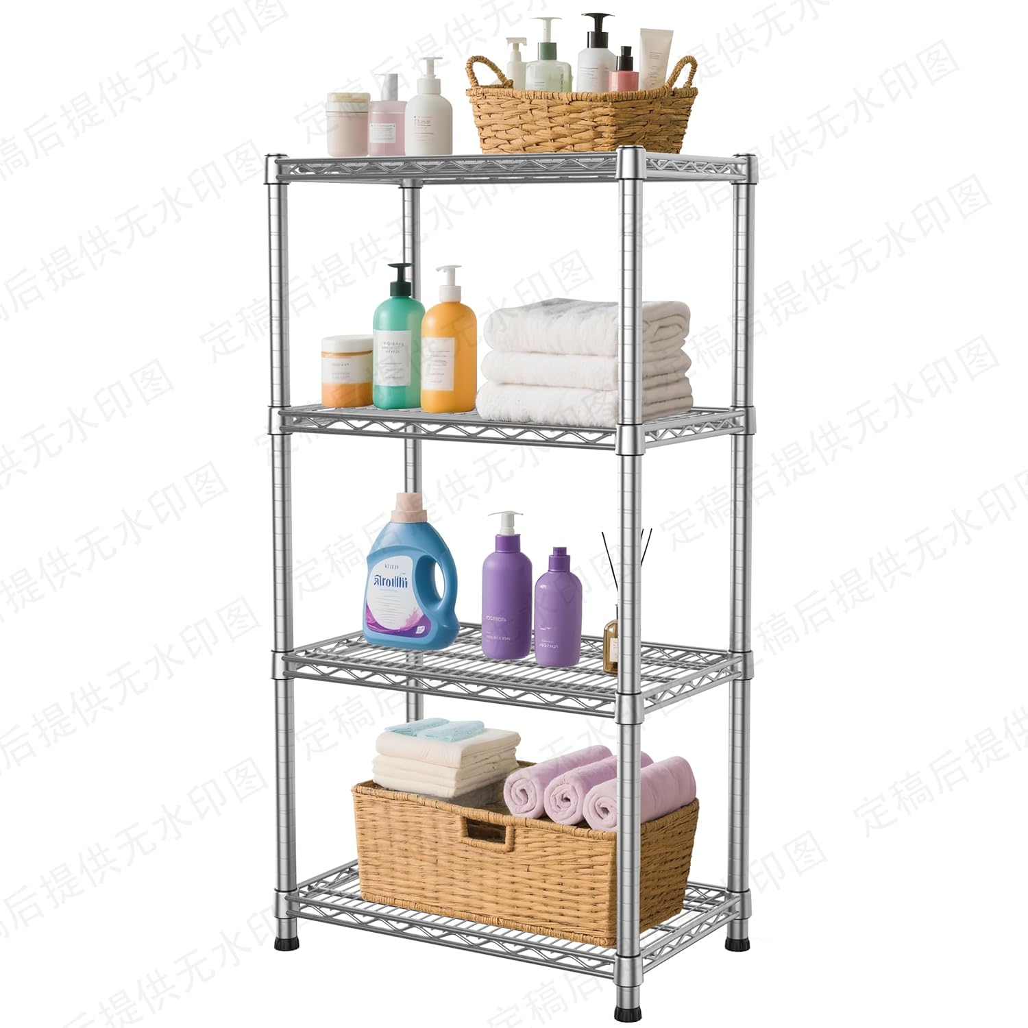 4 Tier Storage Shelving Garage Shelves Wire Shelving Unit Adjustable Metal Storage Shelving Racks Units Heavy-Duty 2200 LBS Shelf rganize,for Pantry Garage Laundry Bathroom Kitchen School Closet