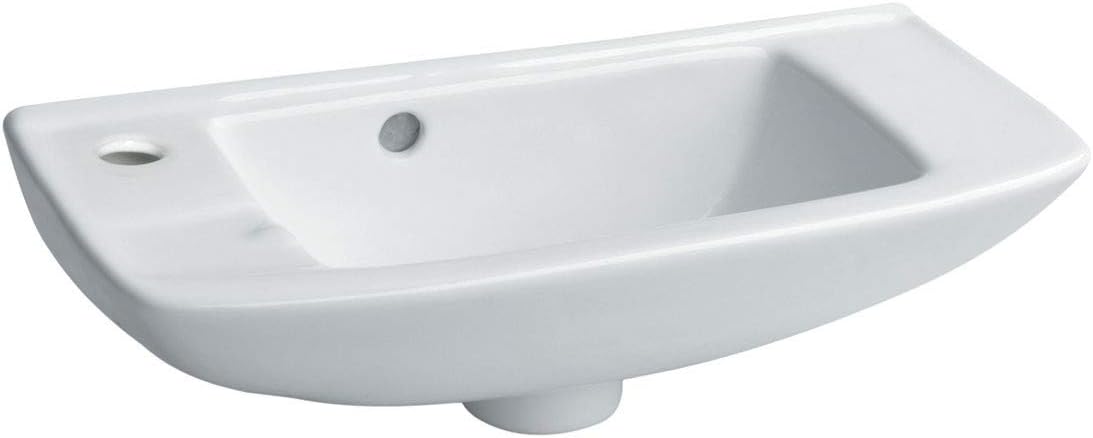 West Edgewood Small Wall Mount Bathroom Sink 20 Inch White Ceramic Basin Porcelain Coated Floating Bathroom Sink With Overflow And Single Left-Sided Faucet Hole Renovators Supply Manufacturing