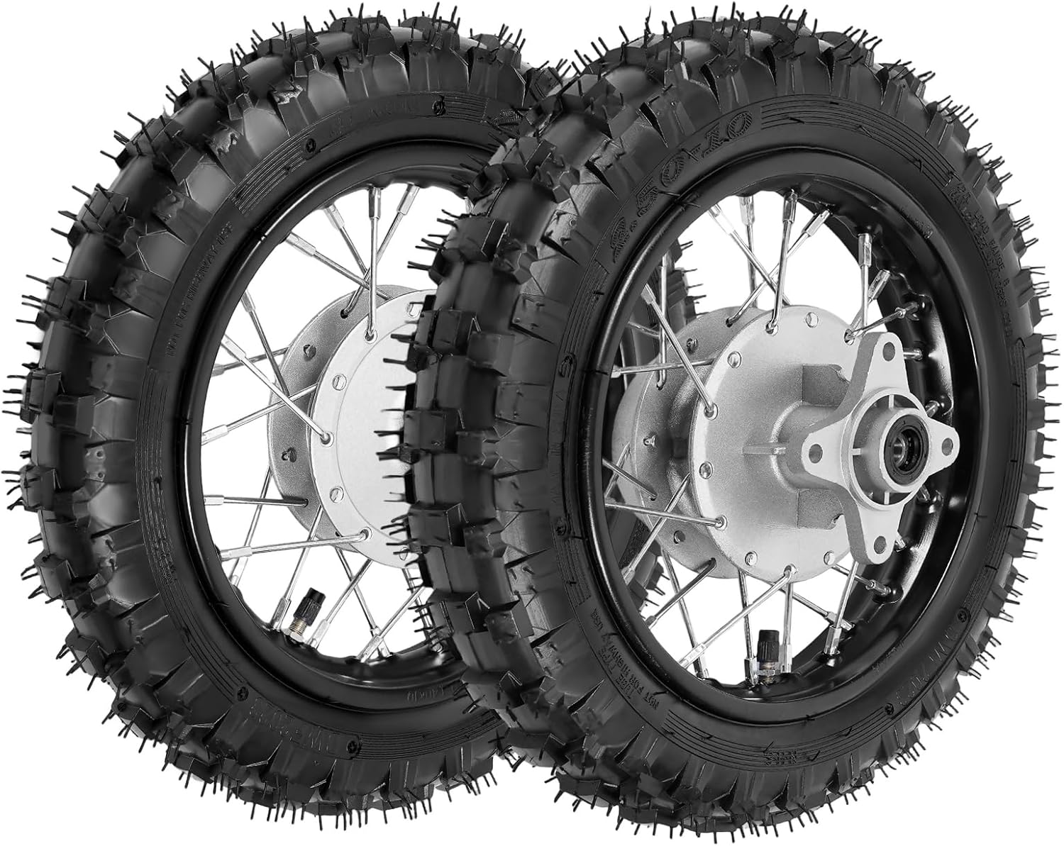 2.50-10 Front & Rear Wheels Rims Tires Assembly, Drum Brake Pit Bike Fits for Honda CRF50 XR50 BBR KLX Dirt Bikes, With Chain & Chain Plate, Front Rear Tire Rim Wheel Wear-resistant