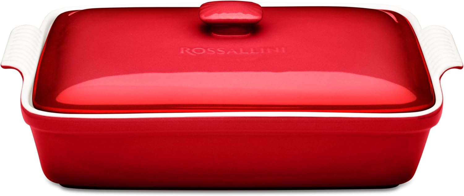Stoneware Casserole Dish Bakeware Set with Lid, Covered Rectangular Dinnerware, Extra Large 4.23 Quart, 13 by 9 Inch, Ocean Blue
