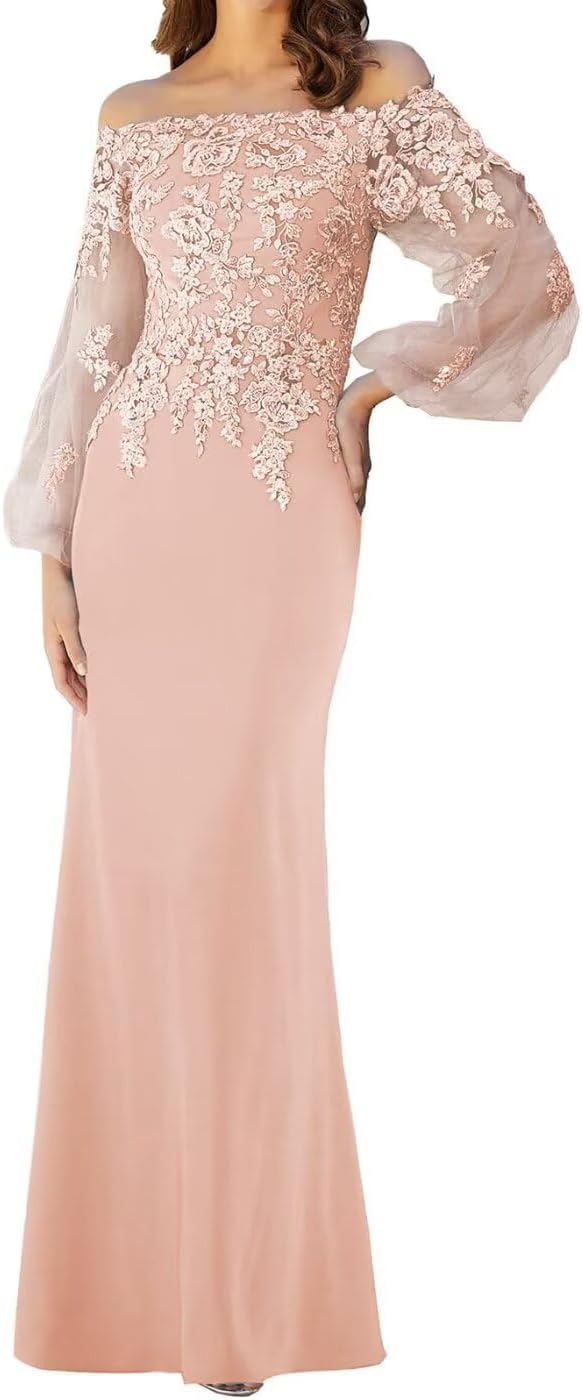 Mother of The Bride Dresses Long Sleeves Formal Evening Gowns Laces Appliques Off Shoulder Wedding Guests Party Dress