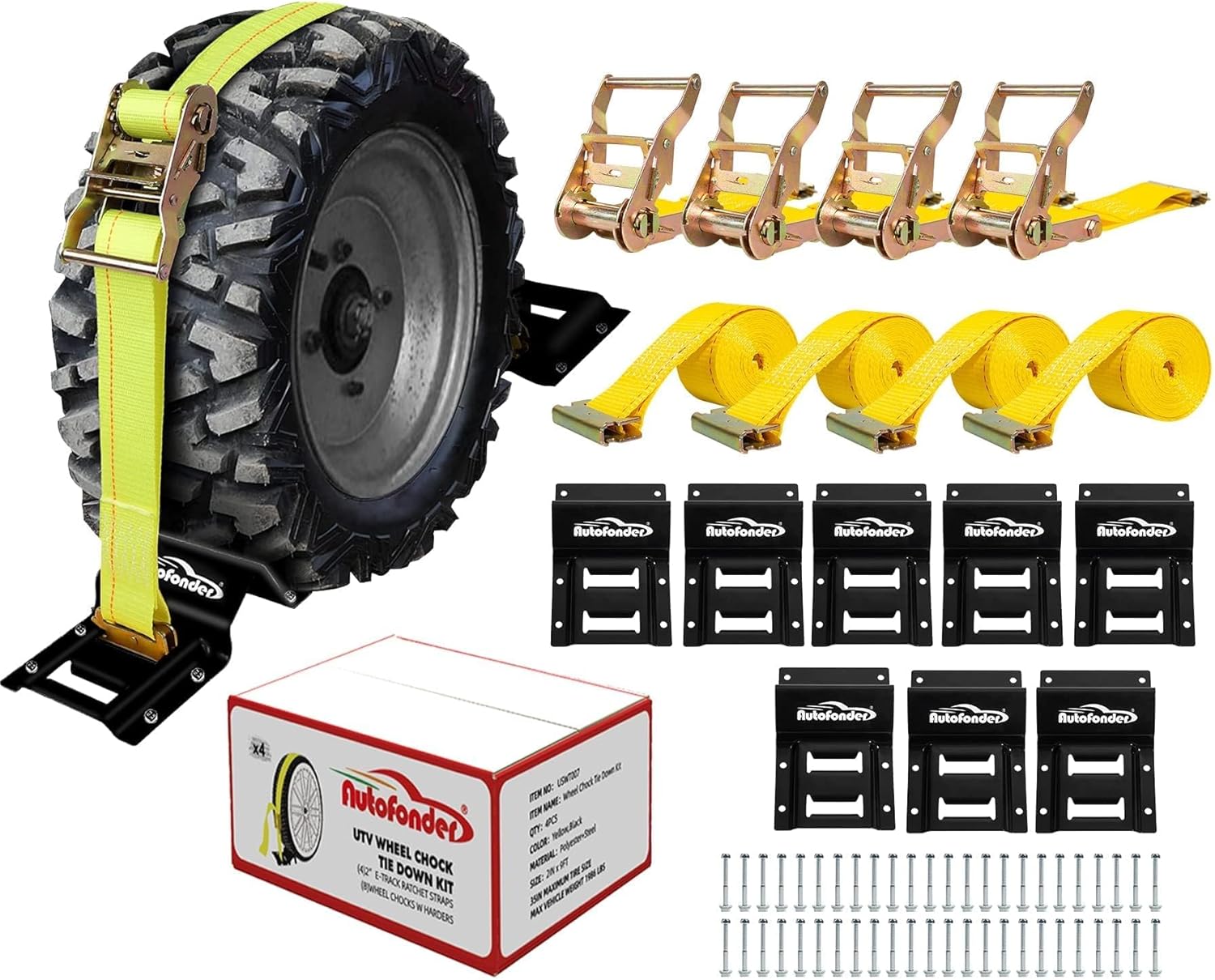 Vehicle Wheel Chock Tie Down kit 4500lb Break Strength-4 Pack 2