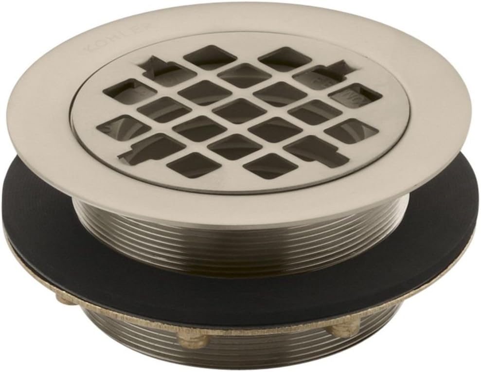 KOHLER Round shower drain for use with plastic pipe, gasket included