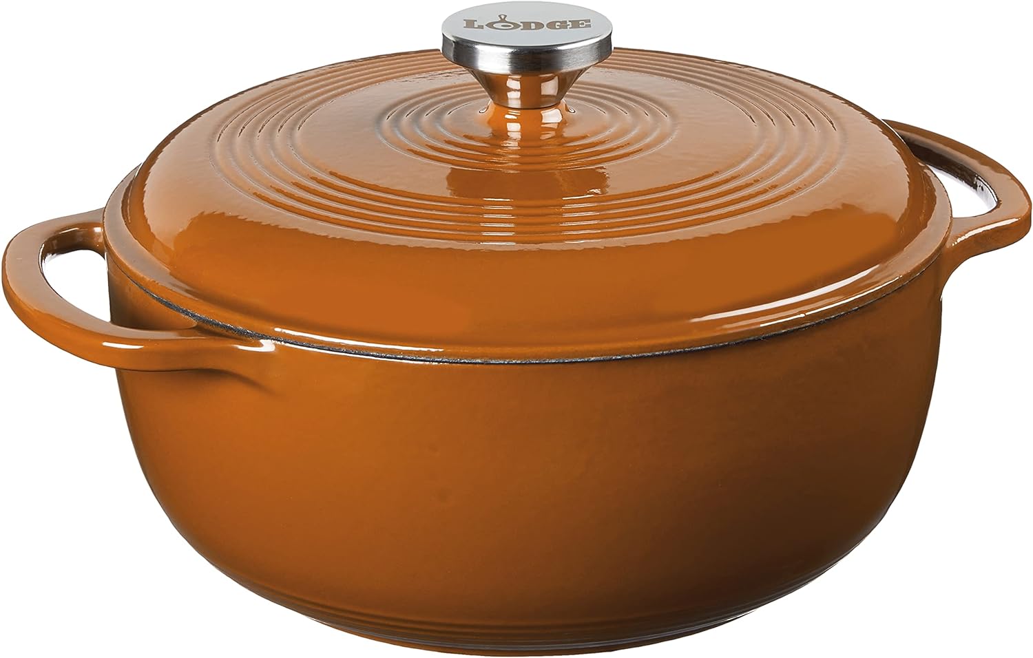 Lodge 4.5 Quart Enameled Cast Iron Dutch Oven with Lid – Dual Handles – Oven Safe up to 500° F or on Stovetop - Use to Marinate, Cook, Bake, Refrigerate and Serve – Island Spice Red