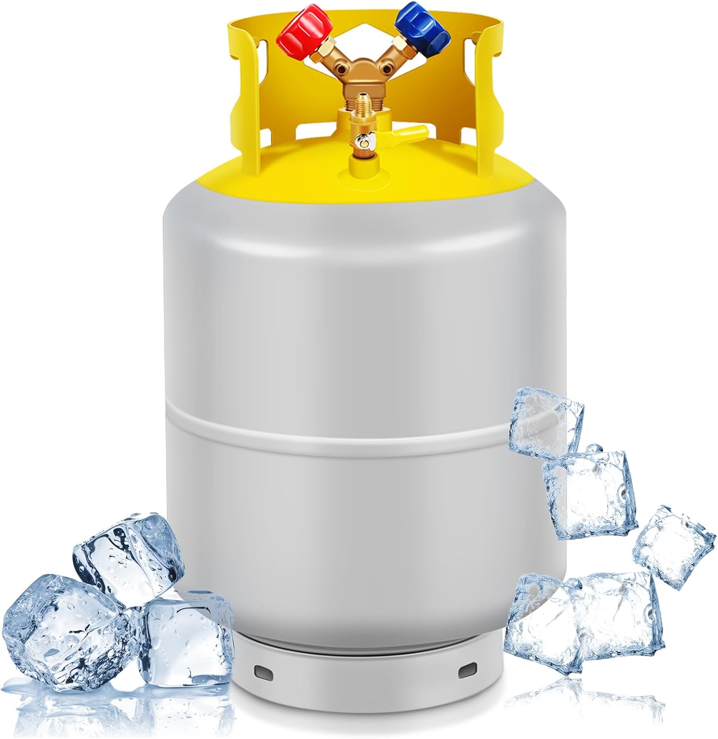Dollate 50LB Refrigerant Recovery Tank for R12, R22, R134A, R410A, etc HVAC Cylinder Refrigerant Recovery Cylinder Tank 1/4 SAE Y-Valve Freon Recovery Tank
