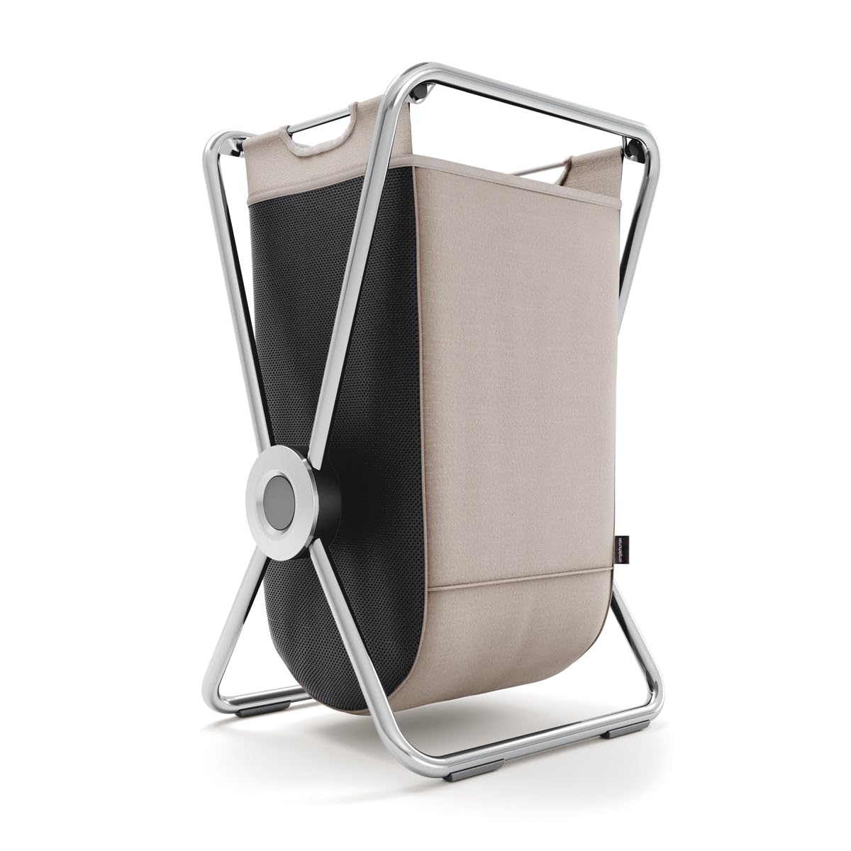 simplehuman single x-frame laundry hamper, 100% recycled polyester removable laundry baskets with easy carry handles, heavy-gauge steel frame, chrome, 65L