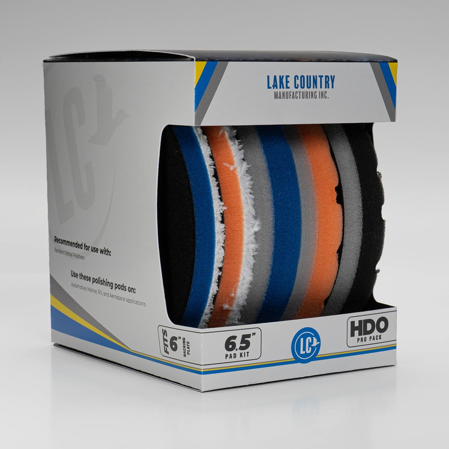 HDO Foam and Microfiber kit (5 Pads, 6.5”)- Complete HDO-CCS line-up in one Box. Cutting, Polishing and Finishing Foams and Also Cutting and Light Cutting Microfiber. Fits 6