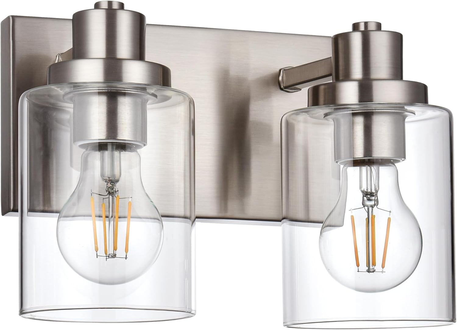 6 Light Vanity Light Brushed Nickel Bathroom Lighting Fixtures Over Mirror, Modern Bathroom Light with Clear Glass Shade, Farmhouse Vanity Lights