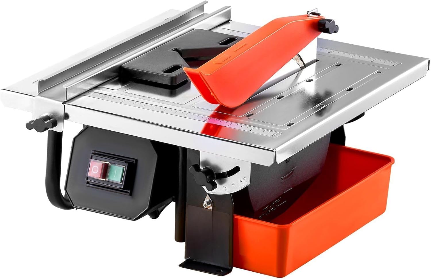 Wet Tile Saw, 7-inch 65Mn Steel Blade, 3500 RPM Induction Motor, Tile Cutter Wet Saw with Water Reservoir, 0-45 Degrees Miter Angle for Cutting Tiles and Stones, for DIY Enthusiasts