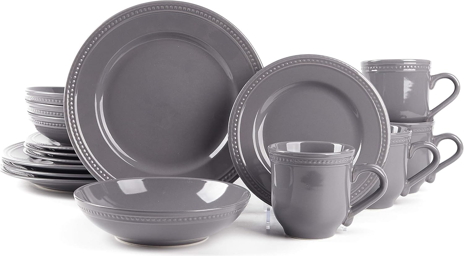 Pearl Dots Stoneware Dinnerware Set (20pc Set, Teal)