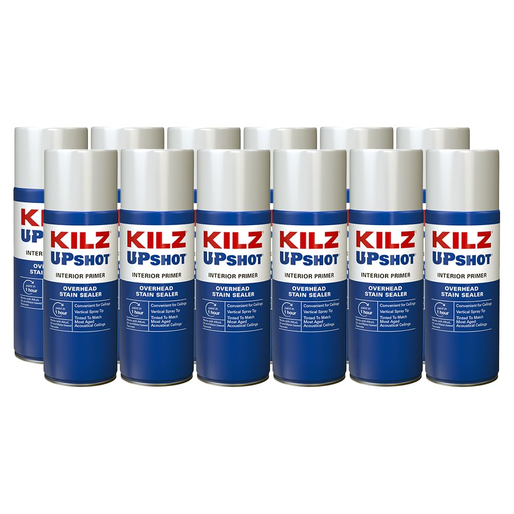 Upshot 12 Pack of 10 Oz Masterchem 11748 White Interior Primer, Overhead Stain Sealer Spray