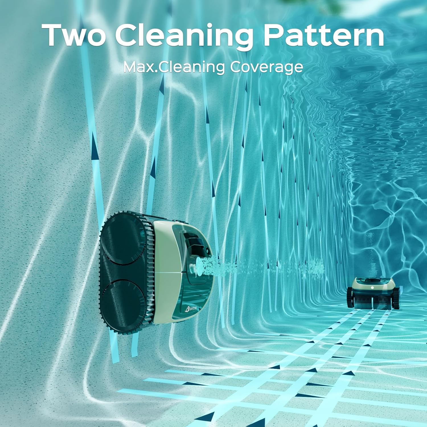 Pool Vacuum for Inground Pools, Cordless Robotic Pool Cleaner, Wall and Waterline Cleaning, Intelligent Route Planning, 150 min Runtime, for Pools up to 1,600 Sq.ft