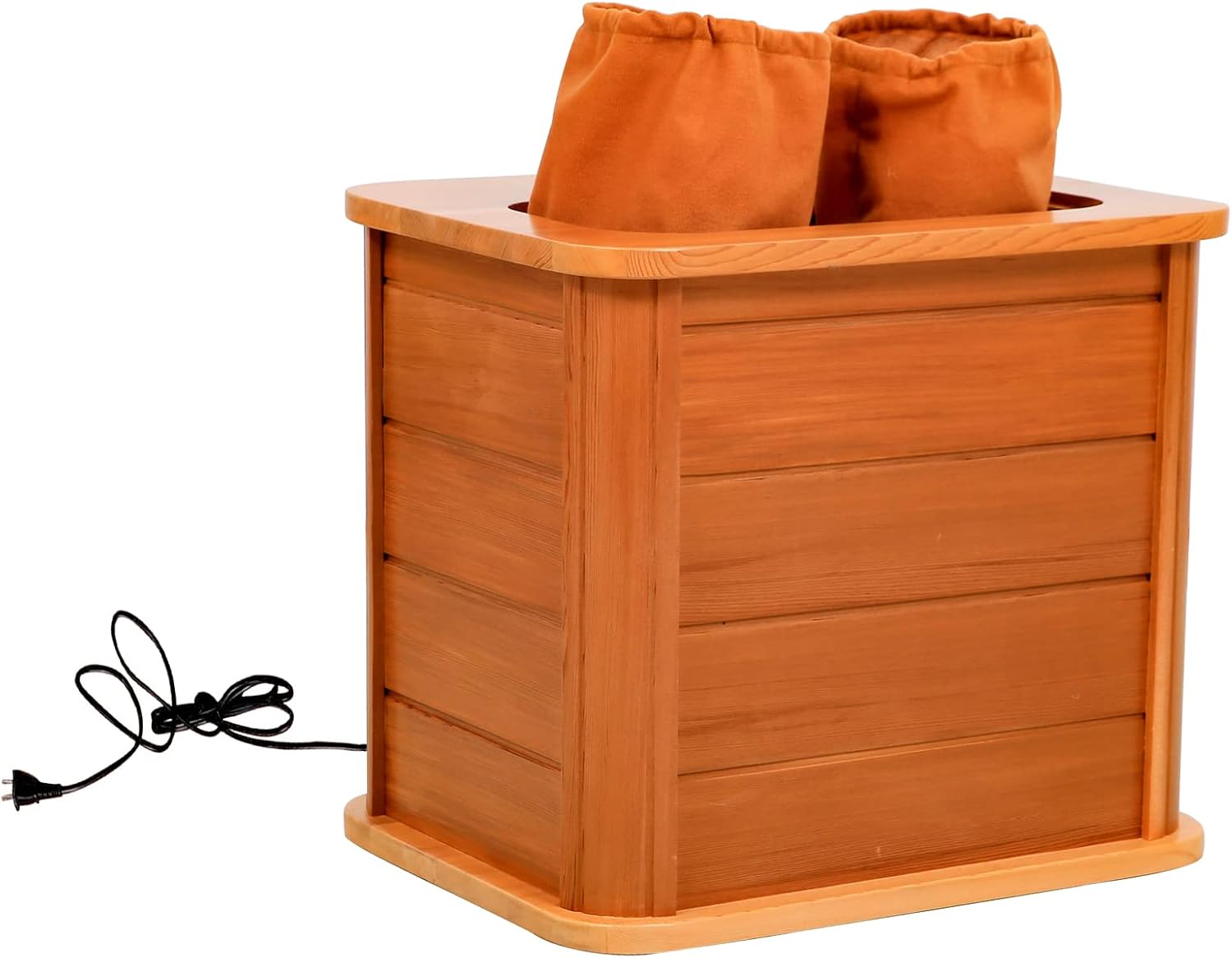 1 Person Portable FAR Infrared Foot SPA, Red Cedar Dry Heated Foot Spa and Sauna Without Water, 175watt, with Detachable Knee Cover and kit, Home Foot Sauna Bucket Spa for Detox Relaxation