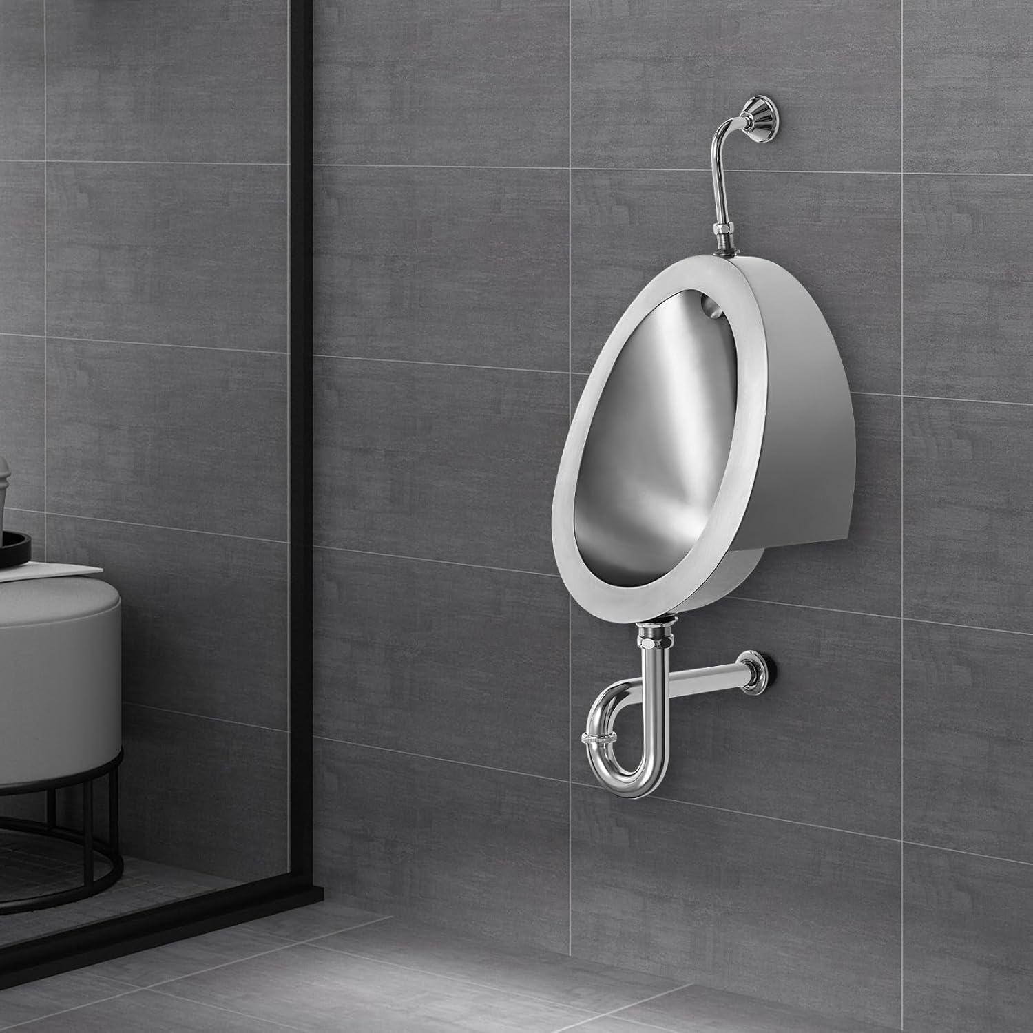 Automatic Wall Mounted Men's Bathroom Urinal, Intelligent Sensor Flush Public Toilet Male Urinal, Automatic Sensor Urinal Flusher，Used In Restaurants, Shopping Malls, Airports