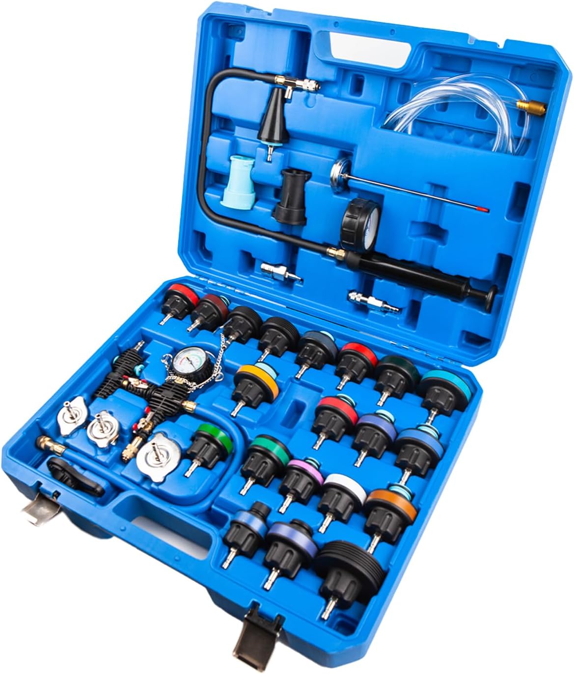 Wostore 33pc Coolant Pressure Tester Kit, Radiator Cooling Filling System Vacuum Pump Leak Test with 23 Adapters for Tesla Model 3/Y, BMW, Ford, Toyota... Universal for Auto Car Airlift 2025 New