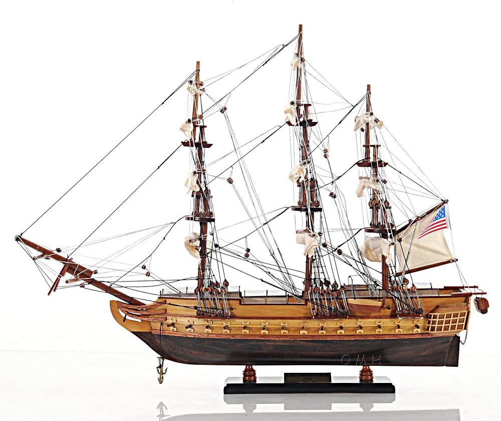 Old Modern Handicrafts Museum Quality USS Constitution Model Ship - Fully Assembled Ship Model - 22.5L x 7.5W x 19.5H Inches