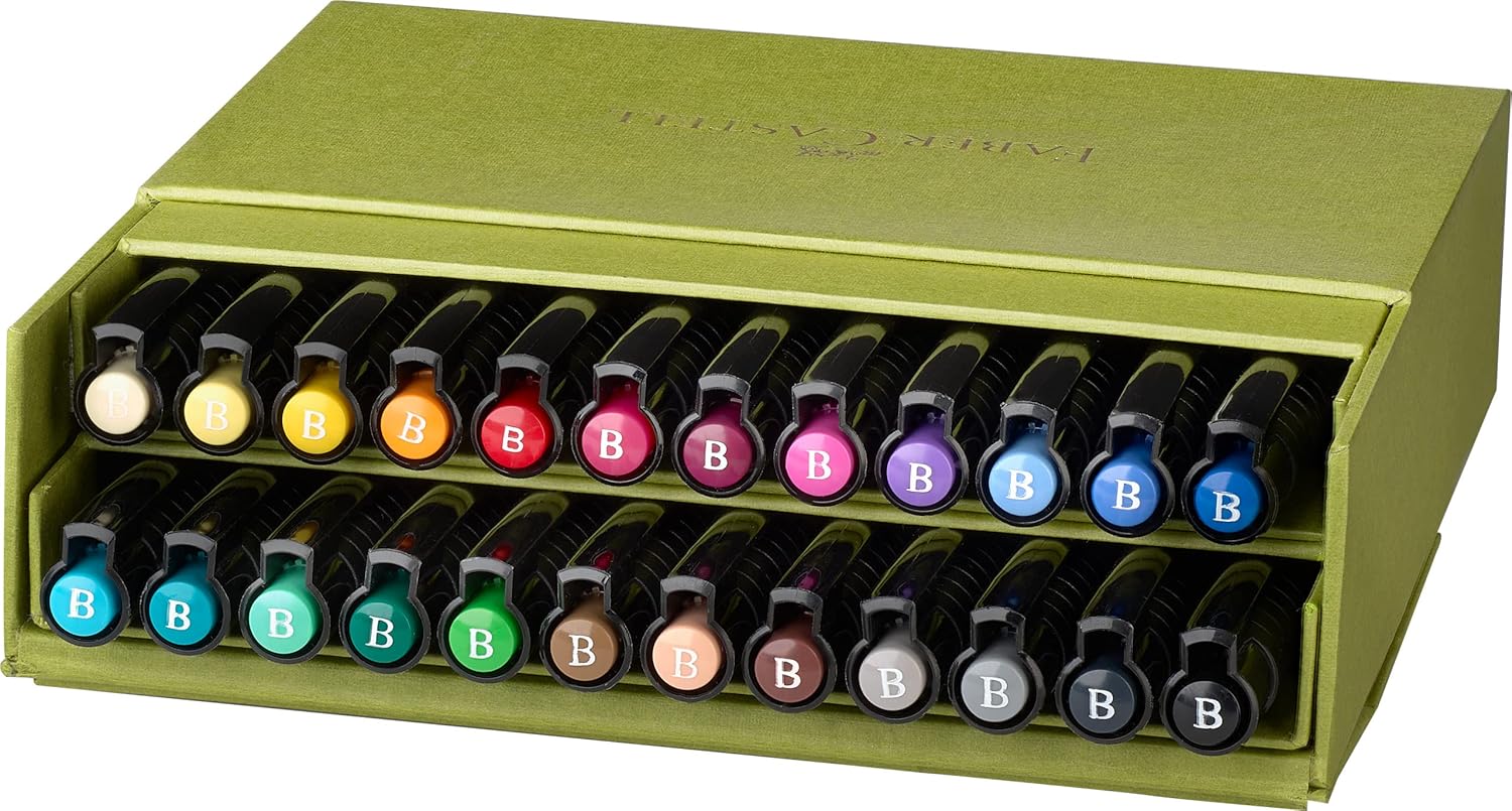 Faber-Castell Art & Graphic Pitt Artist Pen Brush India Ink Pen, Multicoloured, Studio Box Of 24, For Art, Craft, Drawing, Sketching, Home, School, University, Colouring