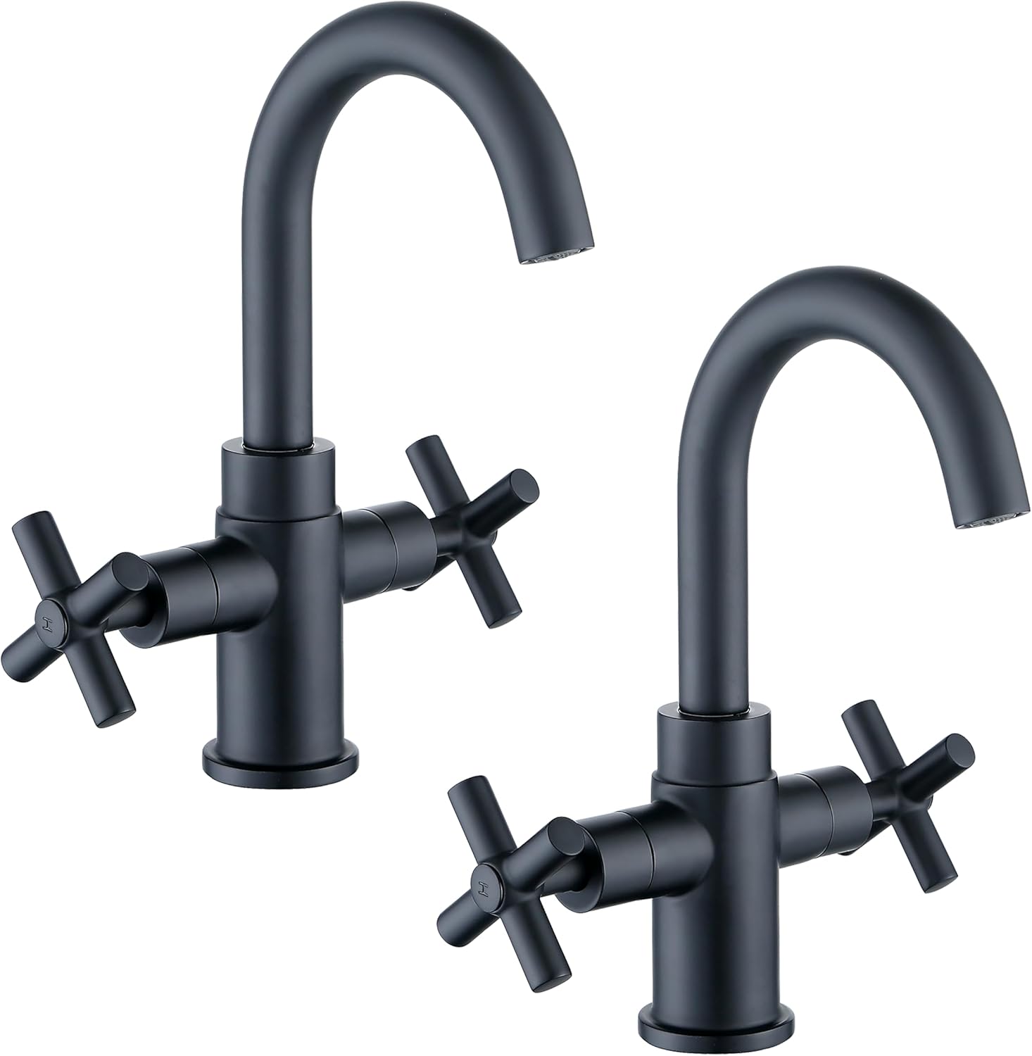 Matte Black Bathroom Sink Faucet,2 Handle Single Hole Vanity,Swivel 360 Degree Spout Faucet,with Water Supply Line,2 Pack,F-0081CH-MT