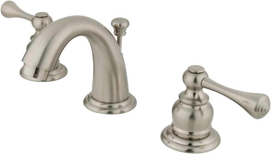Kingston Brass GKB918BL Vintage Widespread Bathroom Faucet with Retail Pop-Up, 8 x 4 x 2.06, Brushed Nickel