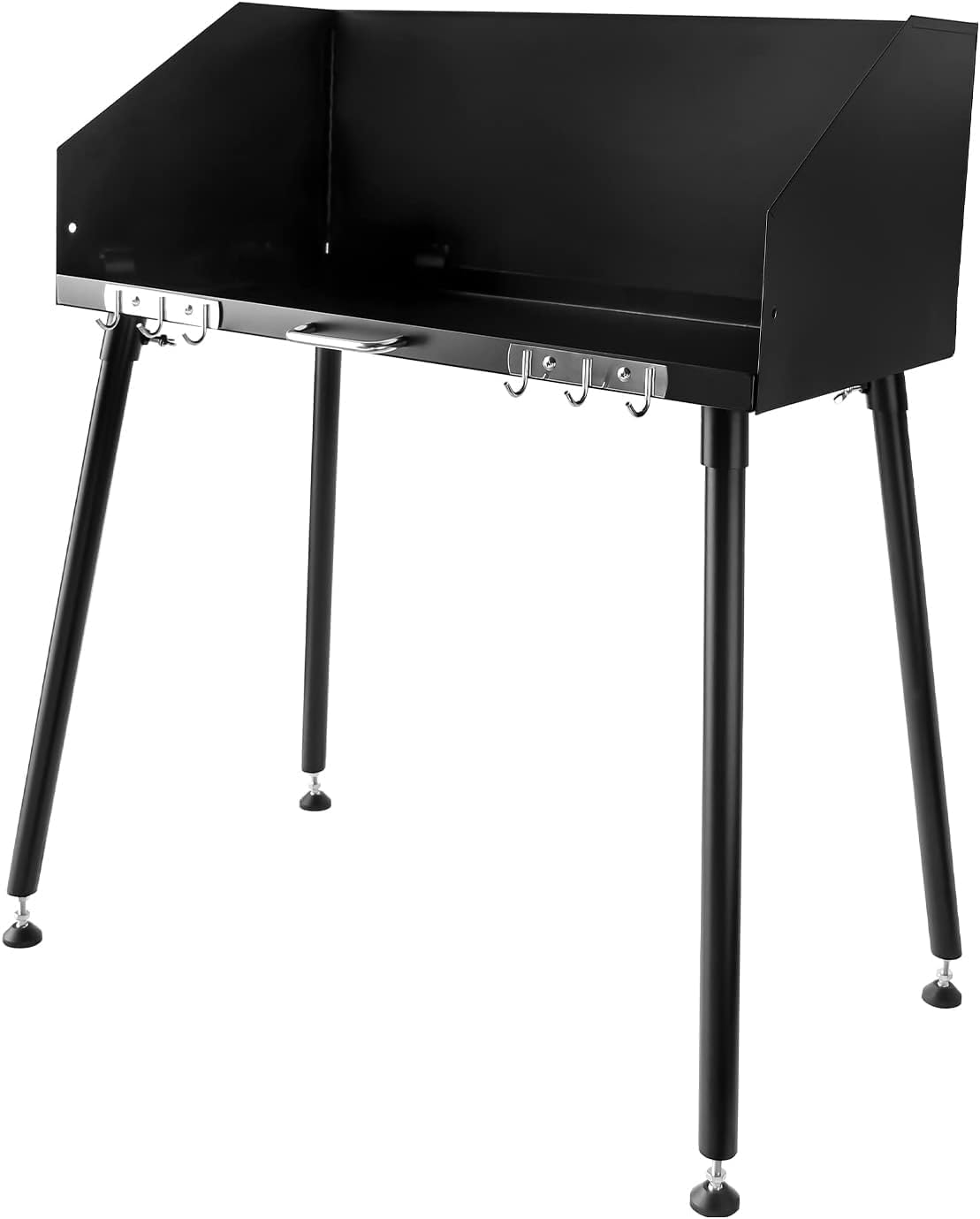 30 x 16 Inch Dutch Oven Table Carbon Steel Camp Cooking Table with Three-sided Windscreen and Four Legs for Food Preparation and Dutch Oven Cooking