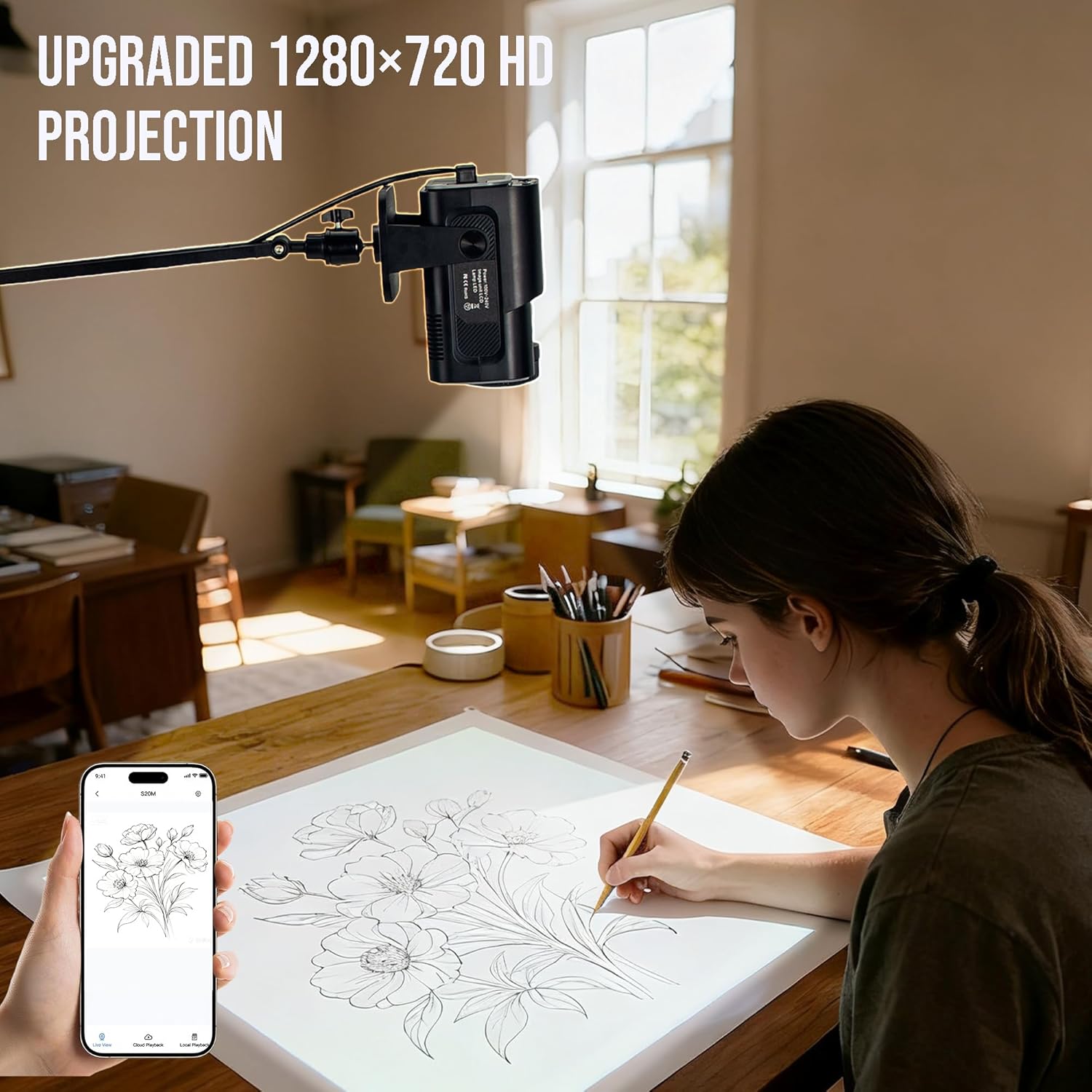 HI-REEKE Art Projector for Tracing, Smart Sketcher Drawing Projector Image on Wall and Canvas for Artists