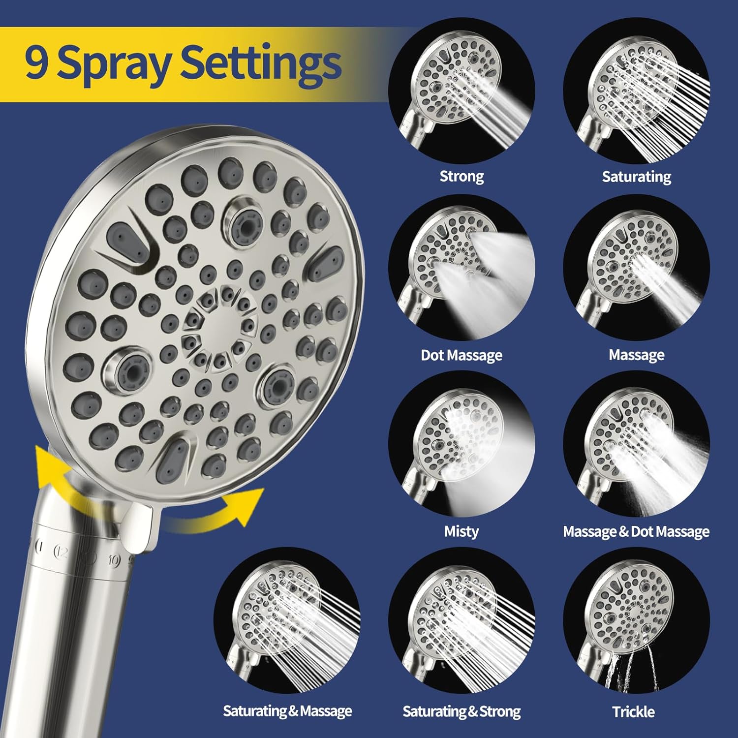HANLIAN Filtration Shower Heads with Handheld Spray Combo, High Pressure Rainfall Shower Head with Handheld Combo, Filtered Dual Shower Head with Hand Held, Double Shower Heads (Brushed Nickel)