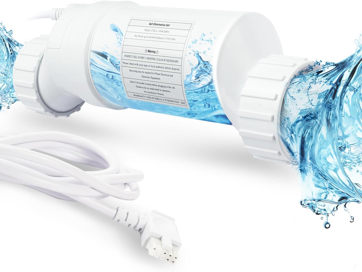 Salt Water Pool Chlorinator System, Salt Cell up to 40,000 Gallons Pool Fit for Hayward T-Cell-15, for In-Ground Swimming,Provides Adequate Chlorine Gas and Correct Reading of Salt Levels