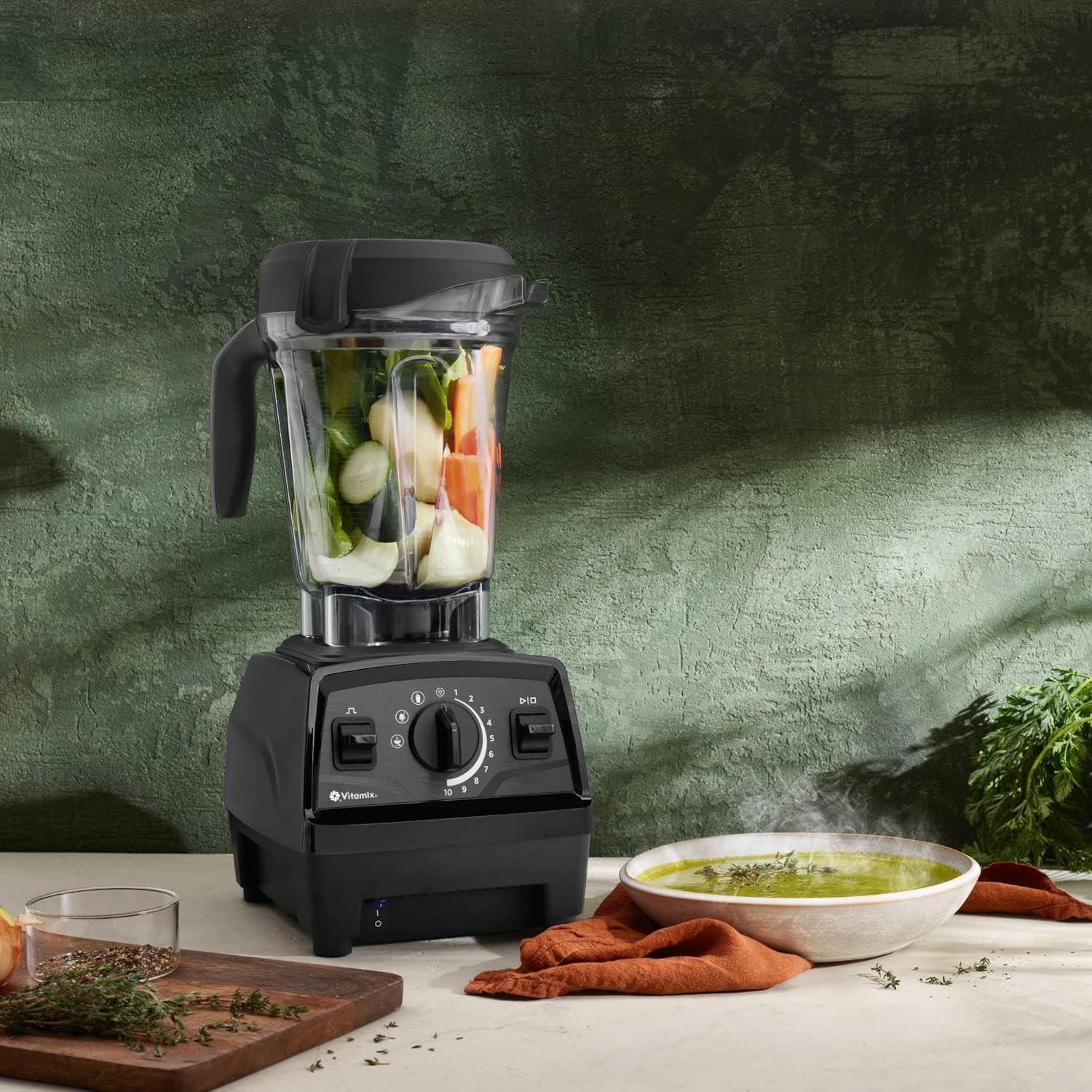 Vitamix Explorian with Programs, Three Blending Programs, Professional-Grade Blender for Smoothies and More, Self-Cleaning Kitchen Appliance, 64 Oz Container, Black (Renewed Premium)