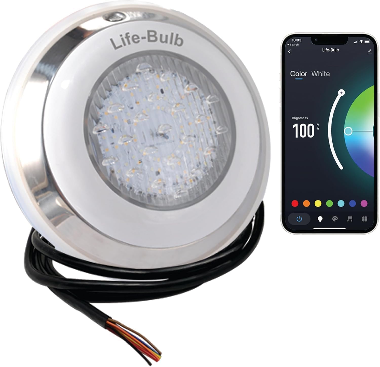 Smart LED Spa Lights, Color Changing Spa Lights with Remote, LED Spa Light Bulb - Hot Tub Light, Compatible App for iOS/Android, 75ft Cable, Lifetime Replacement Program