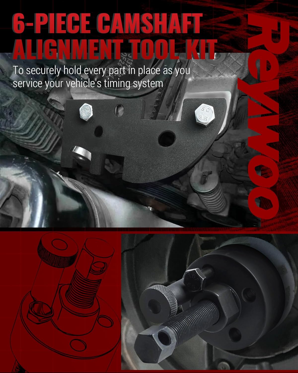 Timing Tool Kit Compatible with Volvo B4204/B4154 Engine (8-Speed Transmission), Camshaft Alignment Tool Kit Compatible with New Volvo 2.0T S60 S80 V60 V70 XC60 XC70 XC80 Engines