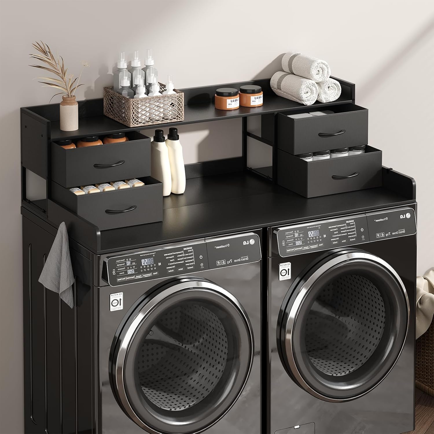 4 Drawers Washer Dryer Countertop with Shelf, 27.5